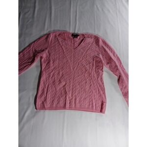 Kirkland Signature Sweater Womens Medium Pink Cashmere Cable Knit V Neck